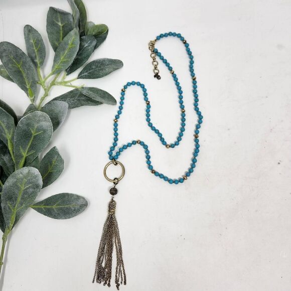LUCKY BRAND Long Blue Beaded Tassel - Picture 2 of 6
